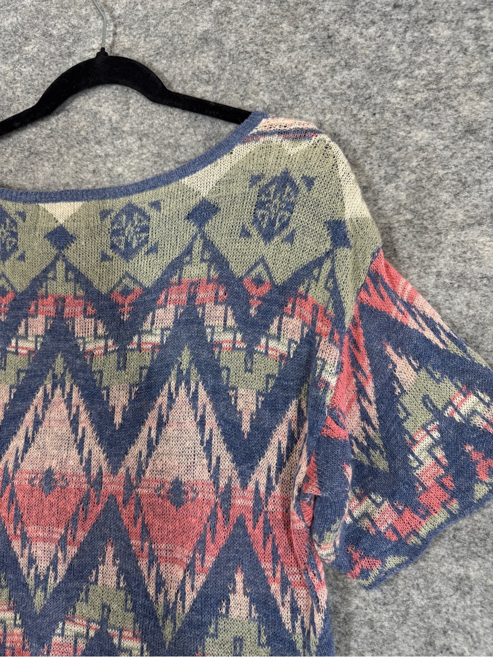Denim & Supply Ralph Lauren Cotton Blend Aztec Knit Top Blue Small Boho Festival - Picture 11 of 14